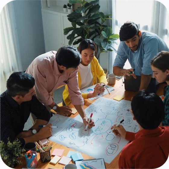 A team workshop in progress