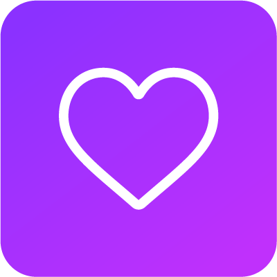 The Kai app icon: a heart mark on a purple gradient